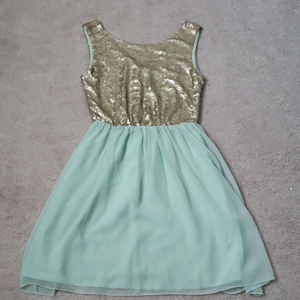 Maison Jules Gold Sequin Dress